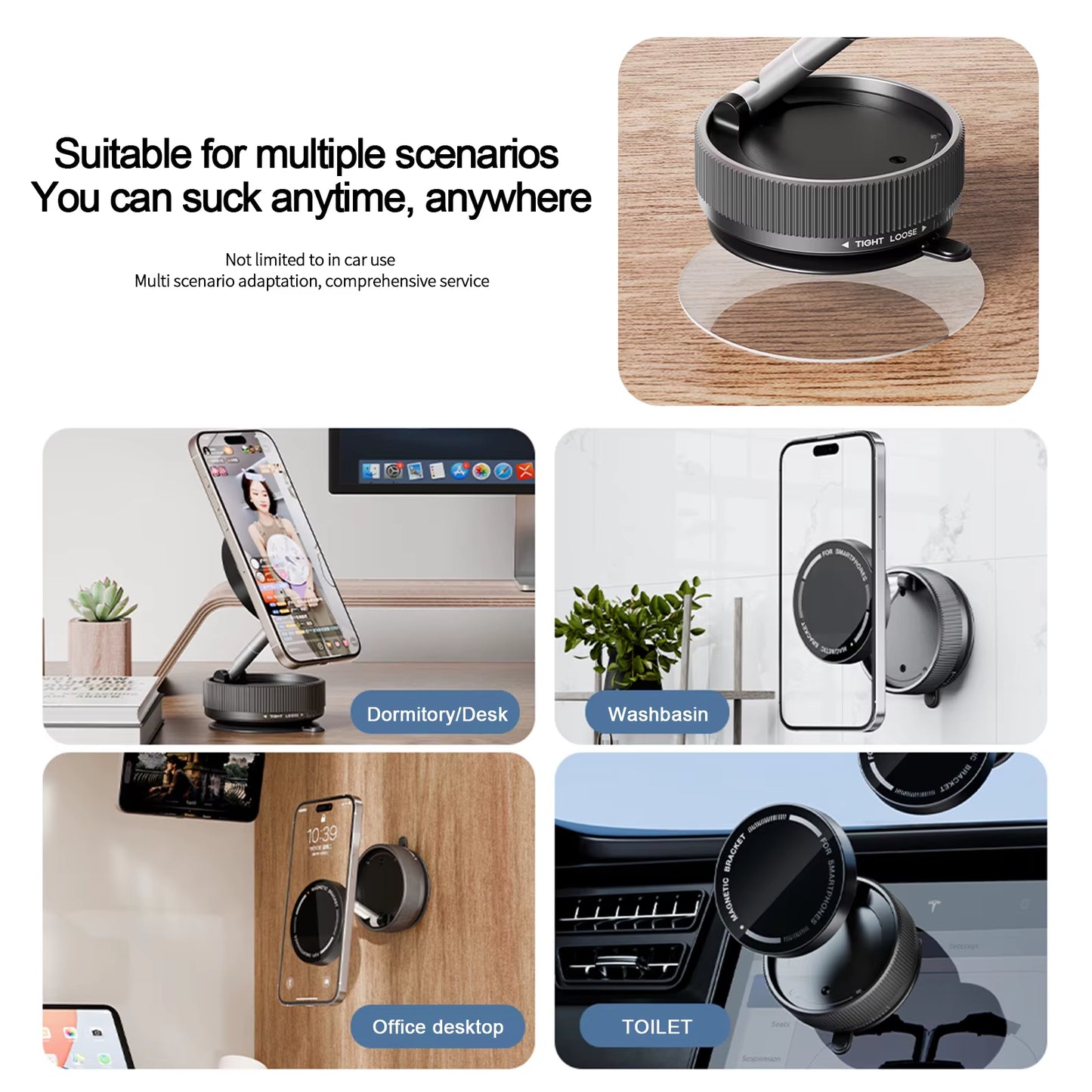 2025 New Vacuum Magnetic Suction Phone Holder Mount Foldable Retractable Double-Sided Magnetic Phone Holder for All Phones