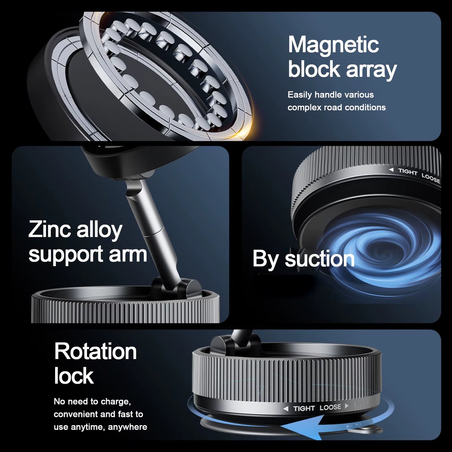 2025 New Vacuum Magnetic Suction Phone Holder Mount Foldable Retractable Double-Sided Magnetic Phone Holder for All Phones