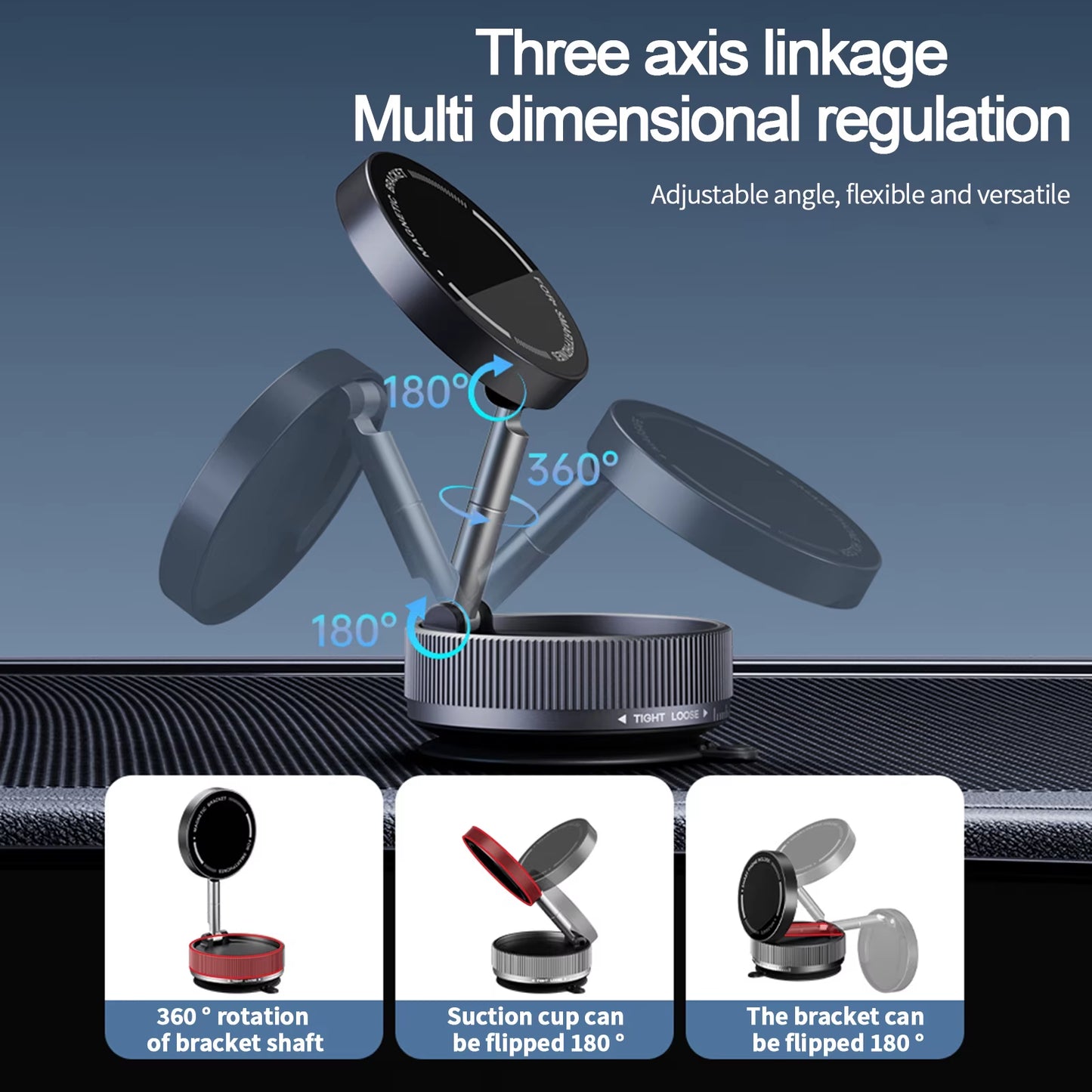2025 New Vacuum Magnetic Suction Phone Holder Mount Foldable Retractable Double-Sided Magnetic Phone Holder for All Phones