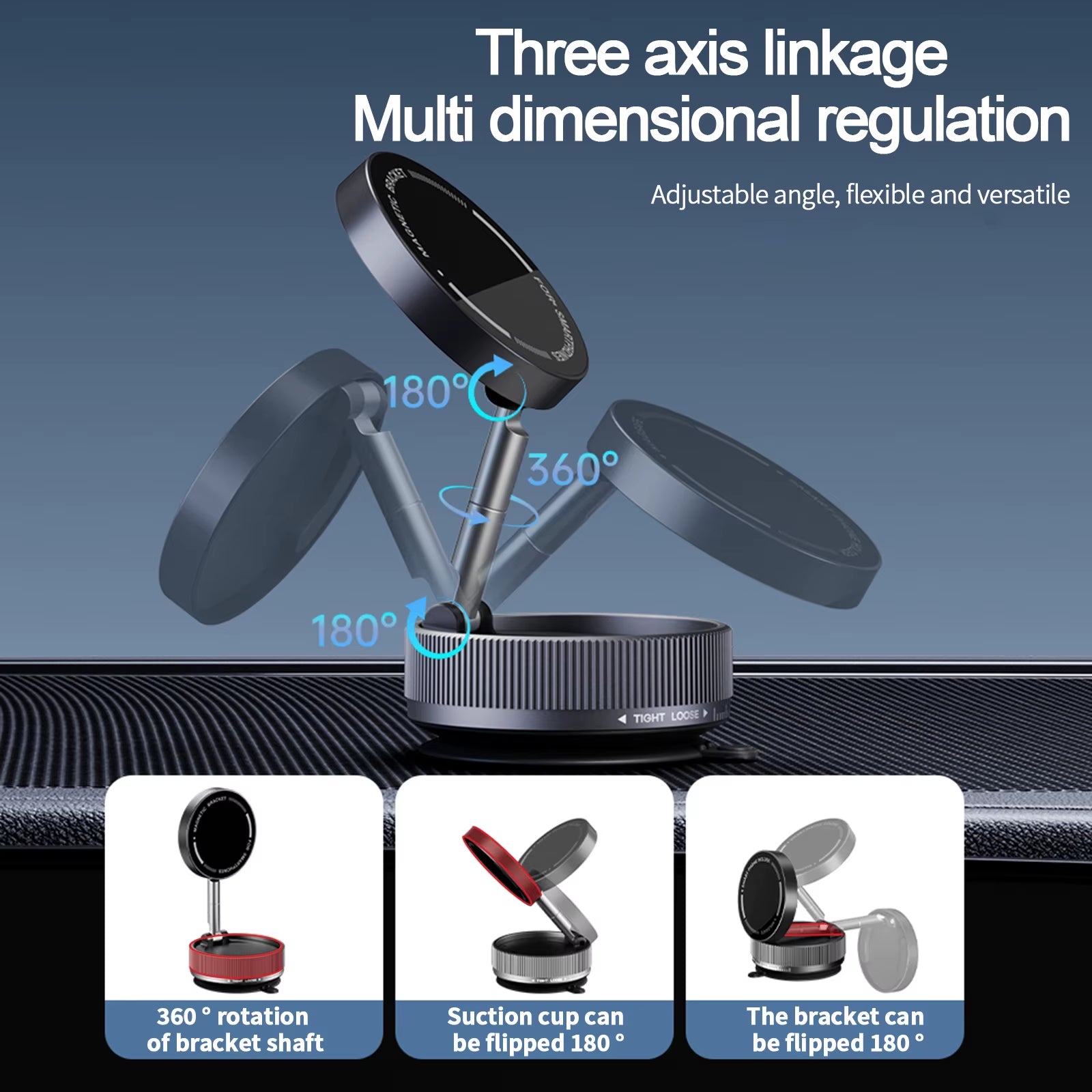 2025 New Vacuum Magnetic Suction Phone Holder Mount Foldable Retractable Double-Sided Magnetic Phone Holder for All Phones